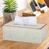 Tissue Box Cover Marble Golden Rim Tissue Box Desktop Washroom Napkin Towel Holder Office Desk Tissue Protected Case Metal Edge Ice Crack Boxes Holds Boxes of Tissues (Color : 1950 beige yellow) view 4