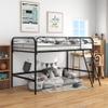 Anwickmak Twin Size Metal Loft Bed with Ladder and Safety Guardrails, Low Loft Bed Twin Size for Kids,Boys,Girls,Toddlers,Teens,Under-Bed Storage Space (Black) view 3