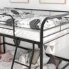 Anwickmak Twin Size Metal Loft Bed with Ladder and Safety Guardrails, Low Loft Bed Twin Size for Kids,Boys,Girls,Toddlers,Teens,Under-Bed Storage Space (Black) view 4