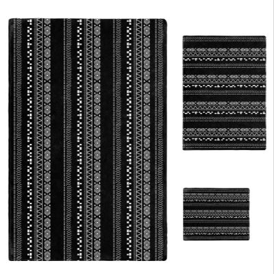 3 Piece Bath Towel Set, Black and White Ethnic Geometric Luxury Towels Set for Bathroom Soft Bath Shower Towels Absorbent Bathroom Towels(1Bath Towel 1Hand Towel 1Washcloth) Hand-paint Lines Texture