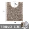Yimobra Toilet Rugs U Shaped Washable 24x20, Ultra Soft and Water Absorbent Bath Mats, Non Slip Fluffy Shaggy Luxury Microfiber Contour Bath Rugs for Toilet, Dry Quick, Light Brown and White view 2