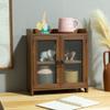 COLLECTIVE HOME - 2 Tiered Storage Cabinet, Countertop Cabinet, Wood Organizer for Kitchen Living Room Bedroom Bathroom Office with Magnetic Door, 15.75 x 14.5 x 6.5, Brown, 01 view 4