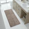 Yimobra Luxury Bathroom Rugs, Fluffy Bath Mats, Non Slip, Water Absorbent Microfiber, Machine Washable, Plush Runner Shower Rugs, Thick Matts for Bathroom Floor&Tub, 56"x 24", Light Brown and White view 1