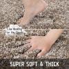 Yimobra Luxury Bathroom Rugs, Fluffy Bath Mats, Non Slip, Water Absorbent Microfiber, Machine Washable, Plush Runner Shower Rugs, Thick Matts for Bathroom Floor&Tub, 56"x 24", Light Brown and White view 2