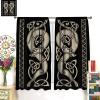 Celtic Wolf Blackout Curtains,Celtic Style Ethnic Symbol Window Drapes,Retro Viking Ancient Mythical Animal Blackout Curtains for Living Room Bedroom 84x84in view 3