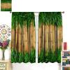 Green and Brown Curtains, Bamboo and Grass Inspired Summer Eco Japan, Bedroom Living Room Decor Room Noise Reduction Darkening, 2 Sets of Panels, 22.5x63 Inch. Sand Green view 3