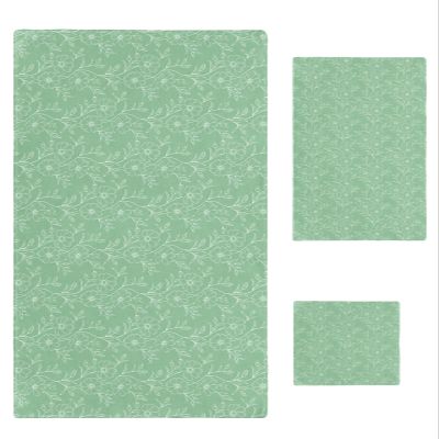 3 Piece Bath Towel Set, White Lines Flowers Leaves Luxury Towels Set for Bathroom Soft Bath Shower Towels Absorbent Bathroom Towels(1Bath Towel 1Hand Towel 1Washcloth) Rustic Floral Green Backdrop