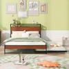 Anwickmak Modern Full Size Metal Platform Bed Frame with Trundle, USB Ports and Slat Support,No Box Spring Needed,Easy Assembly (Black) view 1
