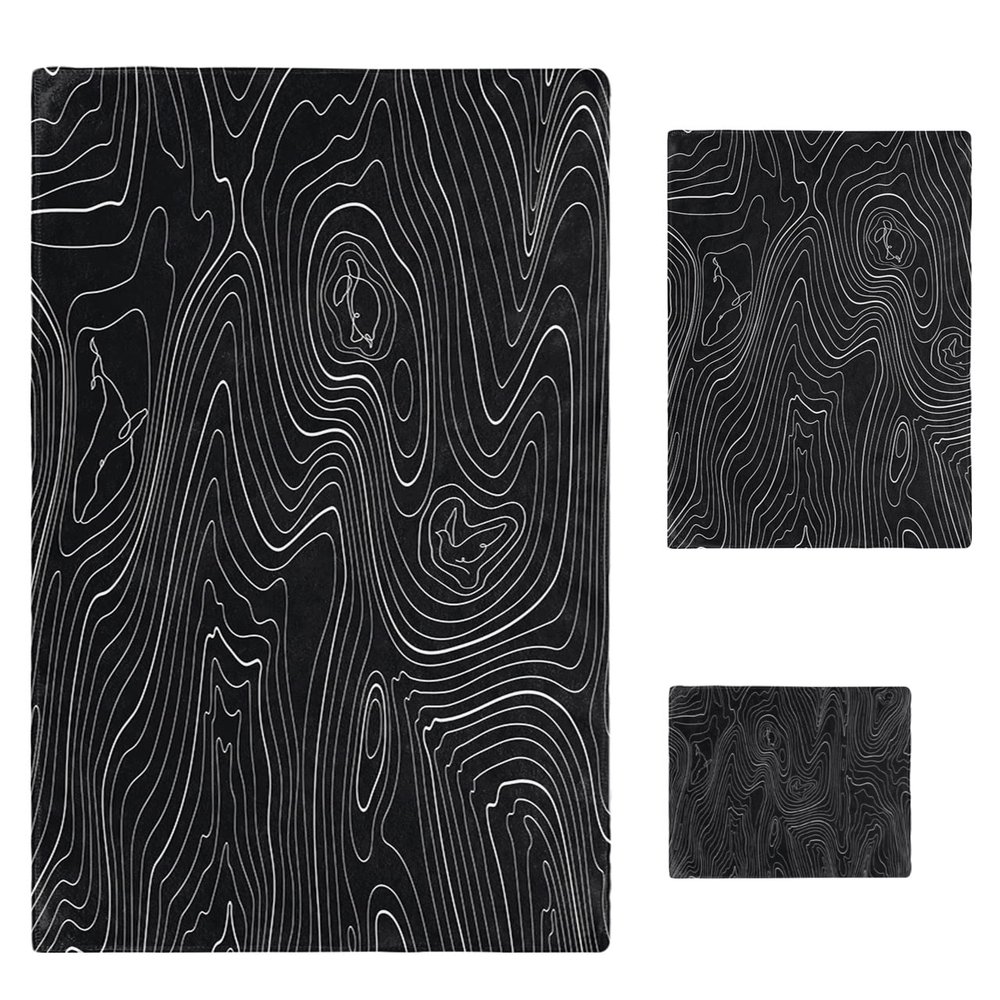 3 Piece Bath Towel Set, Abstract Mountains Lines Luxury Towels Set for Bathroom Soft Shower Towels Absorbent Bathroom Towels(1Bath Towel 1Hand Towel 1Washcloth) Minimalism Geometric Art Black White