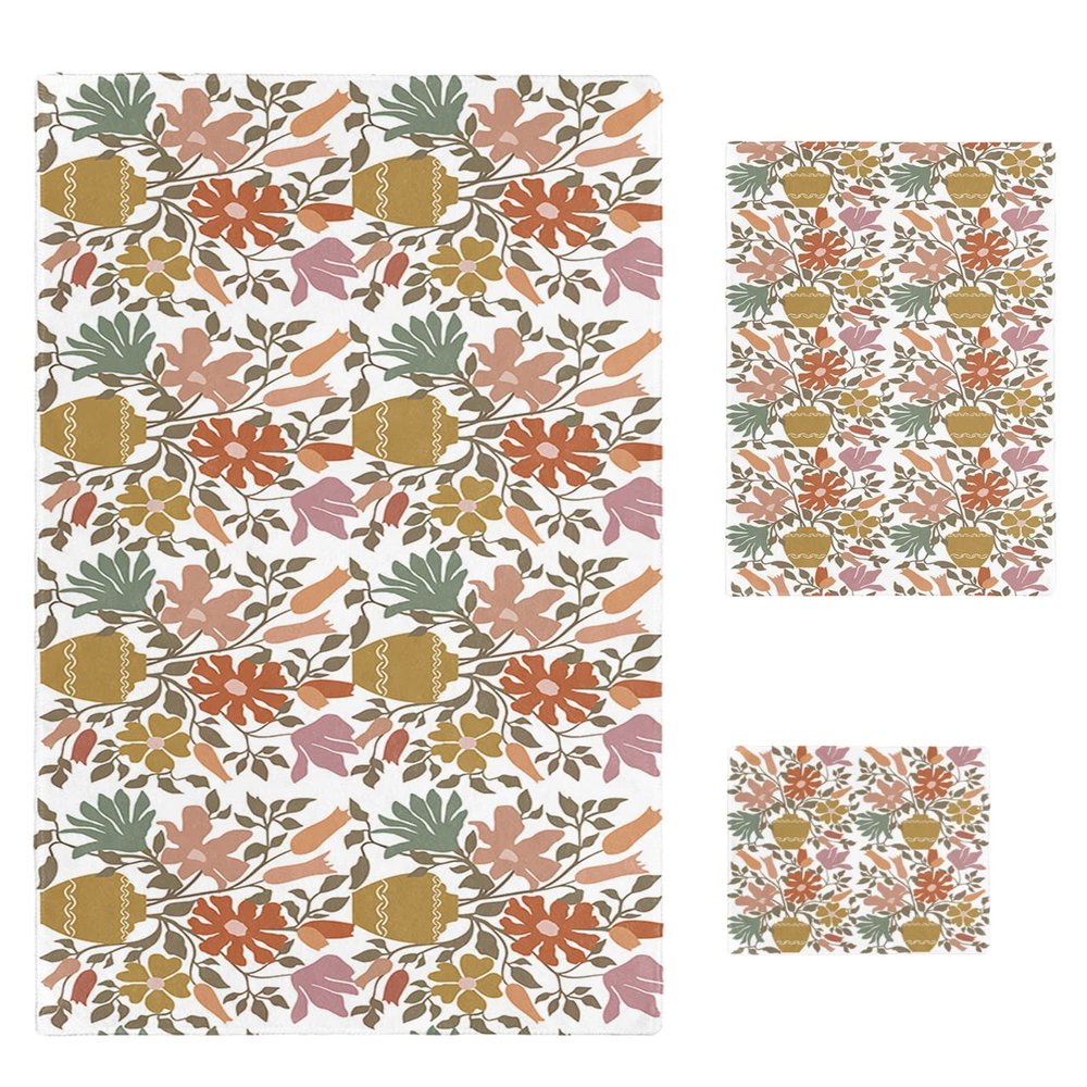 3 Piece Bath Towel Set, Colorful Flowers Luxury Towels Set for Bathroom Soft Bath Shower Towels Absorbent Bathroom Towels(1Bath Towel 1Hand Towel 1Washcloth) Abstract Leaves Lines Seasonal Floral
