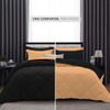 International Sheets 1 Piece Reversible Diamond Pattern Comforter Premium Super Soft 550 GSM All Season 1000 TC, 100% Egyptian Cotton Oversized Super King Size Sand/Black Solid Color view 3