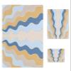 3 Piece Bath Towel Set, Ombre Ripple Luxury Towels Set for Bathroom Soft Bath Shower Towels Absorbent Bathroom Towels(1Bath Towel 1Hand Towel 1Washcloth) Abstract Geometric Blue Yellow Texture view 1