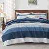 Andency Navy Blue Striped Quilt King(106x96Inch), 3 Pieces (1 Quilt and 2 Pillowcases) Patchwork Bedspread Coverlet Set, Soft Quilted Bedding Set view 1