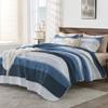 Andency Navy Blue Striped Quilt King(106x96Inch), 3 Pieces (1 Quilt and 2 Pillowcases) Patchwork Bedspread Coverlet Set, Soft Quilted Bedding Set view 3