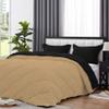 International Sheets 1 Piece Reversible Diamond Pattern Comforter Premium Super Soft 550 GSM All Season 1000 TC, 100% Egyptian Cotton Super King Size Taupe/Black Solid Color view 4