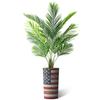 Artificial Tree in American Flag Planter, Fake Areca Tropical Palm Silk Tree for Indoor and Outdoor Home Decoration - 66" Overall Tall (Plant Pot Plus Tree) view 2