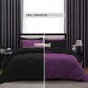 International Sheets 1 Piece Reversible Diamond Pattern Comforter Premium Super Soft 550 GSM All Season 1000 TC, 100% Egyptian Cotton Oversized Super King Size Plum/Black Solid Color view 3