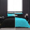 International Sheets 1 Piece Reversible Diamond Pattern Comforter Premium Super Soft 550 GSM All Season 1000 TC, 100% Egyptian Cotton Oversized Super King Size Turquoise Blue/Black Solid Color view 1