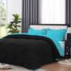 International Sheets 1 Piece Reversible Diamond Pattern Comforter Premium Super Soft 550 GSM All Season 1000 TC, 100% Egyptian Cotton Oversized Super King Size Turquoise Blue/Black Solid Color view 2