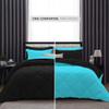 International Sheets 1 Piece Reversible Diamond Pattern Comforter Premium Super Soft 550 GSM All Season 1000 TC, 100% Egyptian Cotton Oversized Super King Size Turquoise Blue/Black Solid Color view 3