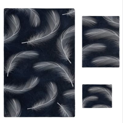 3 Piece Bath Towel Set, White Feather Luxury Towels Set for Bathroom Soft Bath Shower Towels Absorbent Bathroom Towels(1Bath Towel 1Hand Towel 1Washcloth) Abstract Modern Art Black Blue Texture