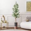 Artificial Tree in American Flag Planter, Fake Olive Silk Tree for Indoor and Outdoor Home Decoration - 68" Overall Tall (Plant Pot Plus Tree) view 1