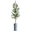 Artificial Tree in Blue and White Planter, Fake Olive Silk Tree for Indoor and Outdoor Home Decoration - 68" Overall Tall (Plant Pot Plus Tree) view 2