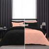 International Sheets 1 Piece Reversible Diamond Pattern Comforter Premium Super Soft 550 GSM All Season 1000 TC, 100% Egyptian Cotton Super King Size Peach/Black Solid Color view 1