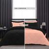 International Sheets 1 Piece Reversible Diamond Pattern Comforter Premium Super Soft 550 GSM All Season 1000 TC, 100% Egyptian Cotton Super King Size Peach/Black Solid Color view 3