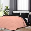 International Sheets 1 Piece Reversible Diamond Pattern Comforter Premium Super Soft 550 GSM All Season 1000 TC, 100% Egyptian Cotton Super King Size Peach/Black Solid Color view 4