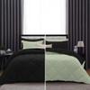 International Sheets 1 Piece Reversible Diamond Pattern Comforter Premium Super Soft 550 GSM All Season 1000 TC, 100% Egyptian Cotton Oversized Super King Size Light Sage/Black Solid Color view 1