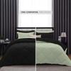 International Sheets 1 Piece Reversible Diamond Pattern Comforter Premium Super Soft 550 GSM All Season 1000 TC, 100% Egyptian Cotton Oversized Super King Size Light Sage/Black Solid Color view 3