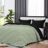 International Sheets 1 Piece Reversible Diamond Pattern Comforter Premium Super Soft 550 GSM All Season 1000 TC, 100% Egyptian Cotton Oversized Super King Size Light Sage/Black Solid Color view 4