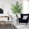 Artificial Tree in Blue Gray Industrial Line Pattern Planter, Fake Areca Tropical Palm Silk Tree for Indoor and Outdoor Home Decoration - 66" Overall Tall (Plant Pot Plus Tree) view 1