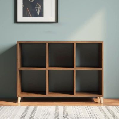 CraftThink Cube Storage Organizer, 6-Cube Storage Bookcase Wood Shelf Standing Display Bookshelf with 2 Tier Shelves 4 Legs for Living Room Play Room Office (Brown 36.5" L x 12" D x 29.5" H)