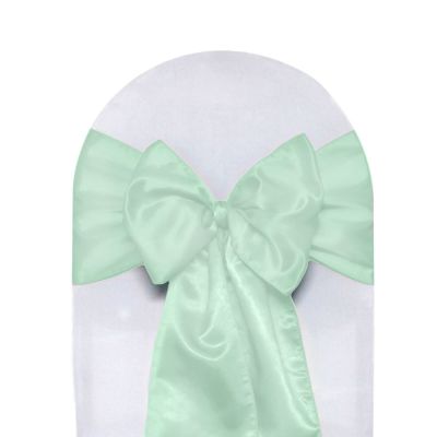 10 Pack of Satin Chair Sashes Ribbon Bow Wedding Banquet Decor (Mint Green)