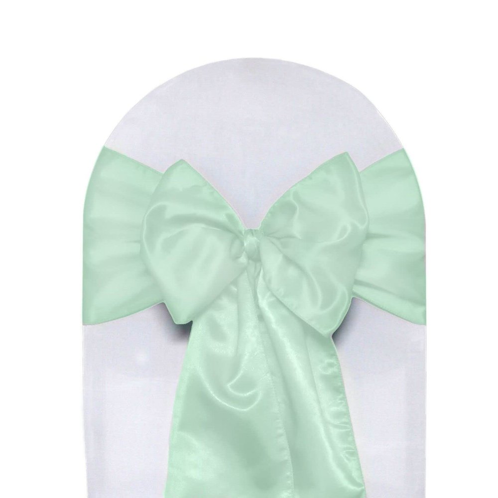10 Pack of Satin Chair Sashes Ribbon Bow Wedding Banquet Decor (Mint Green)
