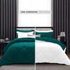 International Sheets 1 Piece Reversible Diamond Pattern Comforter Premium Super Soft 550 GSM All Season 1000 TC, 100% Egyptian Cotton Super King Size Teal/White Solid Color view 2