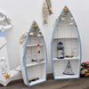 Aecipl Wooden Boat Shelf Nautical Home Decor Decorative Standing Shelves for Coastal Stone - Hanging Beach Themed Display Boat Wood Tabletop Storage Shelf for Bedroom Bathroom view 2