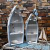 Aecipl Wooden Boat Shelf Nautical Home Decor Decorative Standing Shelves for Coastal Stone - Hanging Beach Themed Display Boat Wood Tabletop Storage Shelf for Bedroom Bathroom view 4