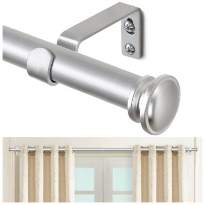 TONIAL Curtain Rod 32 to 115 Inch(2.6-9.6ft), Telescoping Splicing 3/4 Drapery Rods for Windows 83 to 110 Inch(6.9-9.1ft), Decorative Single Rod with Small Cap Finial, Silver