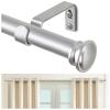 TONIAL Curtain Rod 32 to 115 Inch(2.6-9.6ft), Telescoping Splicing 3/4 Drapery Rods for Windows 83 to 110 Inch(6.9-9.1ft), Decorative Single Rod with Small Cap Finial, Silver view 1