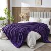 NEWCOSPLAY Super Soft Queen Blanket Dark Purple Premium Silky Flannel Fleece Leaves Pattern Lightweight Bed Blanket All Season Use (Dark Purple, Queen(90"x90")) view 1