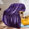 NEWCOSPLAY Super Soft Queen Blanket Dark Purple Premium Silky Flannel Fleece Leaves Pattern Lightweight Bed Blanket All Season Use (Dark Purple, Queen(90"x90")) view 2