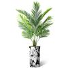 Artificial Tree in Black & White Flower Pattern Planter, Fake Areca Tropical Palm Silk Tree for Indoor and Outdoor Home Decoration - 66" Overall Tall (Plant Pot Plus Tree) view 2