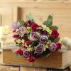 YAMLAB Small Rose Bouquet Silk Flowers, 21 Artificial Flowers, Home Decoration Flowers, Anti-Real Artificial Flowers Single Bunch of Small European Roses Blue view 1