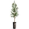 Artificial Tree in Black White Wood Tree Rings Pattern Planter, Fake Olive Silk Tree for Indoor and Outdoor Home Decoration - 68" Overall Tall (Plant Pot Plus Tree) view 2