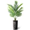 Artificial Tree in Black White Wood Tree Rings Pattern Planter, Fake Areca Tropical Palm Silk Tree for Indoor and Outdoor Home Decoration - 66" Overall Tall (Plant Pot Plus Tree) view 2