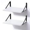 Marsmiles White Floating Shelves for Wall, 12 Inch Deep Wood Wall Mounted Shelves Set of 2, 16W x 12D Wide Floating Wood Shelves for Bathroom Bedroom Kitchen Living Room, White view 1