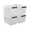 Asking 4-Pack Clear Large 50 L Plastic Storage Boxes, Plastic Storage Bins with Wheels view 1